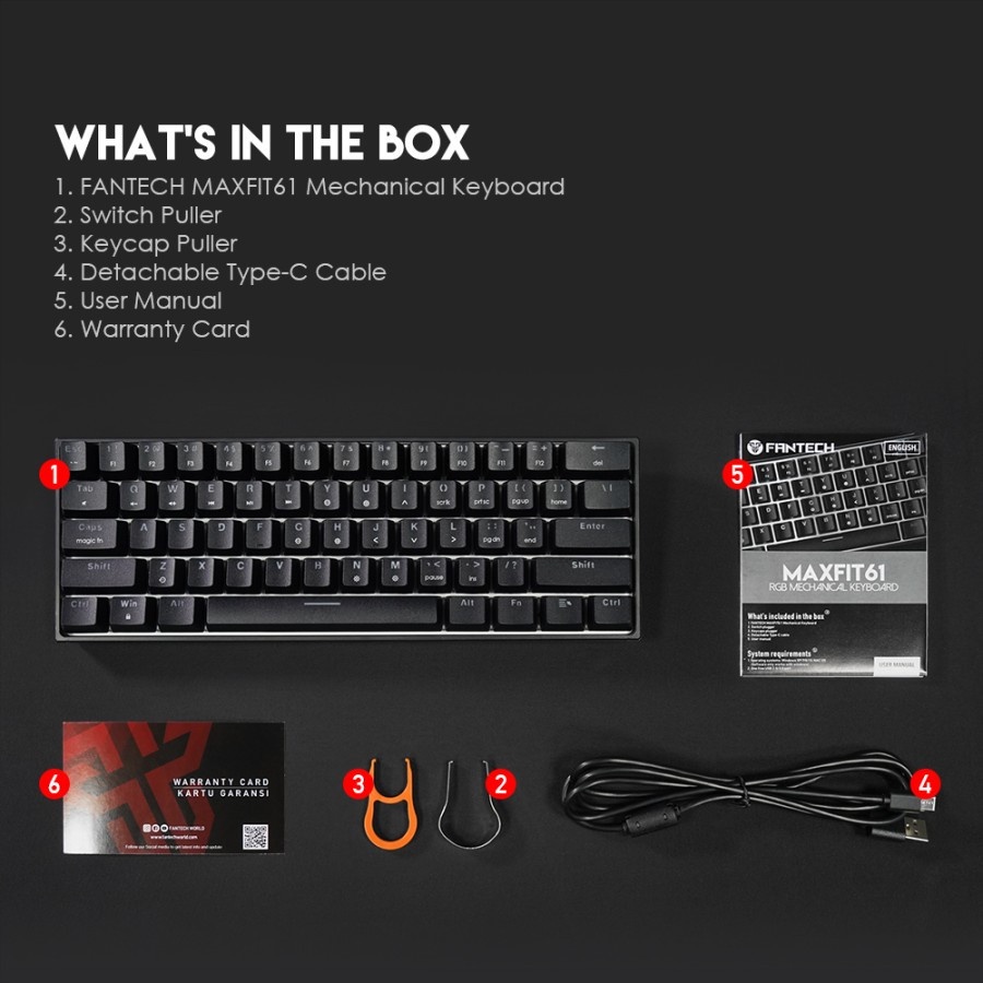 FANTECH MAXFIT61 MK857 60% MECHANICAL KEYBOARD GAMING MAXFIT 61 MK 857