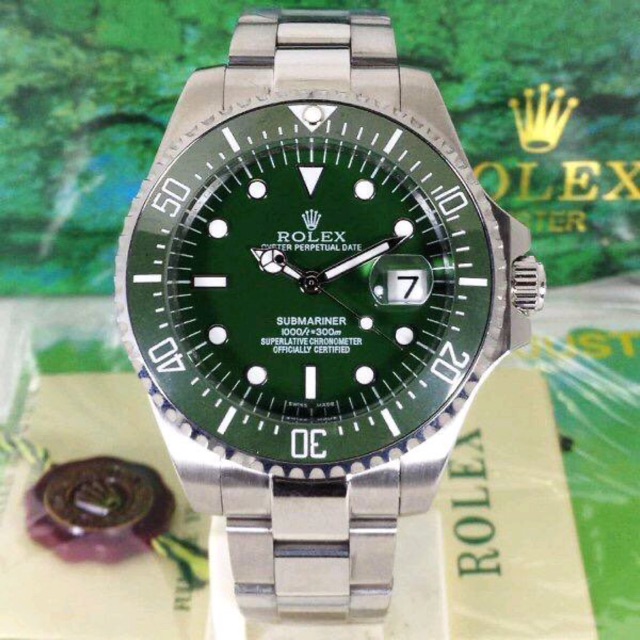 Jam Pria Rolex Submariner Green Automatic Steel Clone Japan