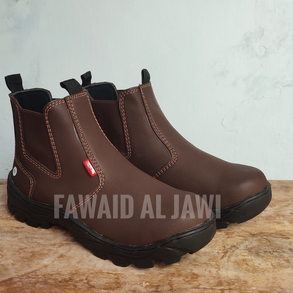 Sepatu Safety Kingshoes Safety Boot Ujung Besi Slip on Kerja Pabrik Proyek Termurah Anti Licin