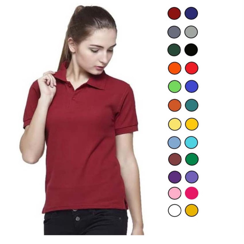 Jual Kaos Polo Wanita Baju Berkerah Cewek Model Slimfit Shopee