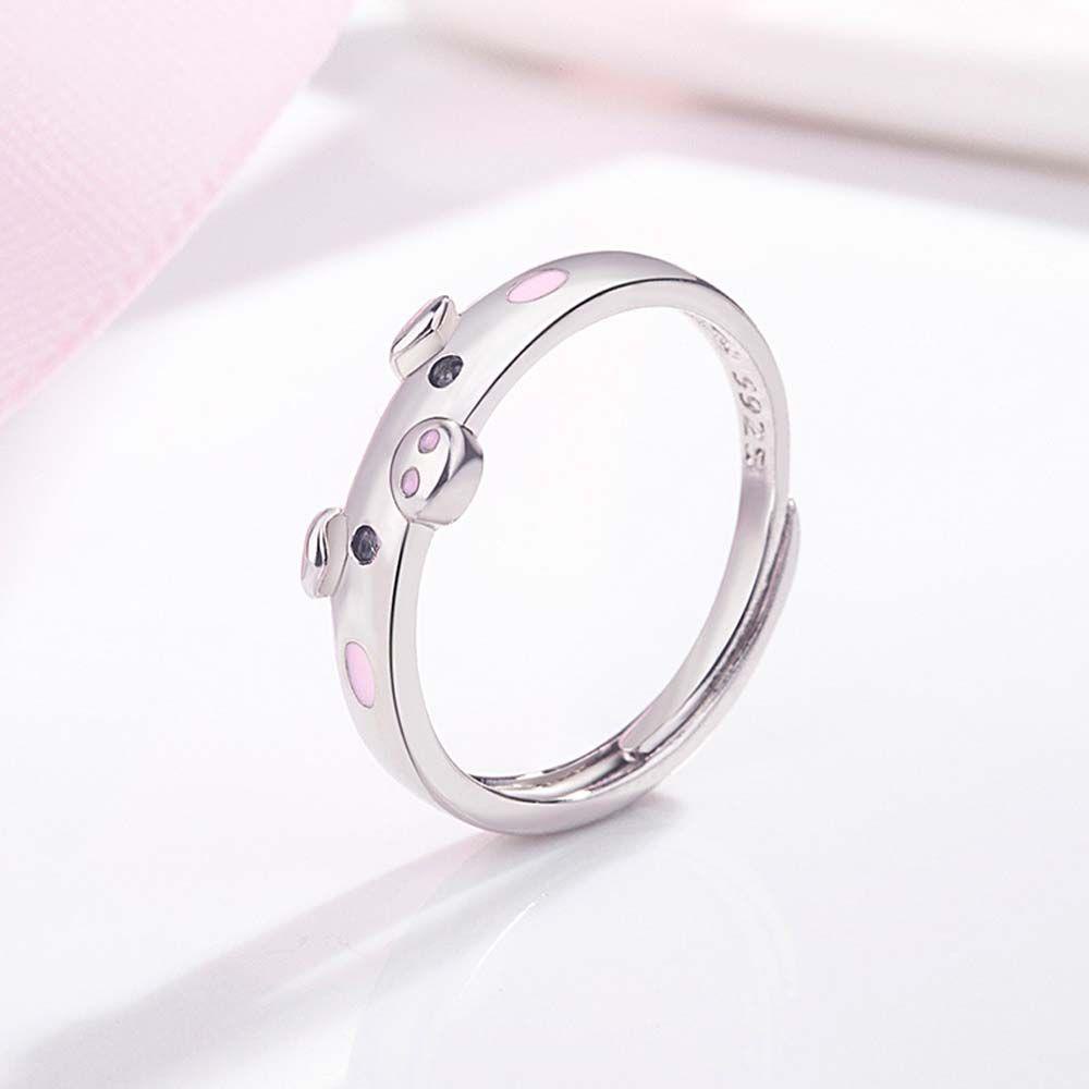 Mxbeauty Pembukaan Cincin Indah Beruntung Pink Piggy 1pc Enamel Hadiah Untuk Wanita Kekasih Perhiasan