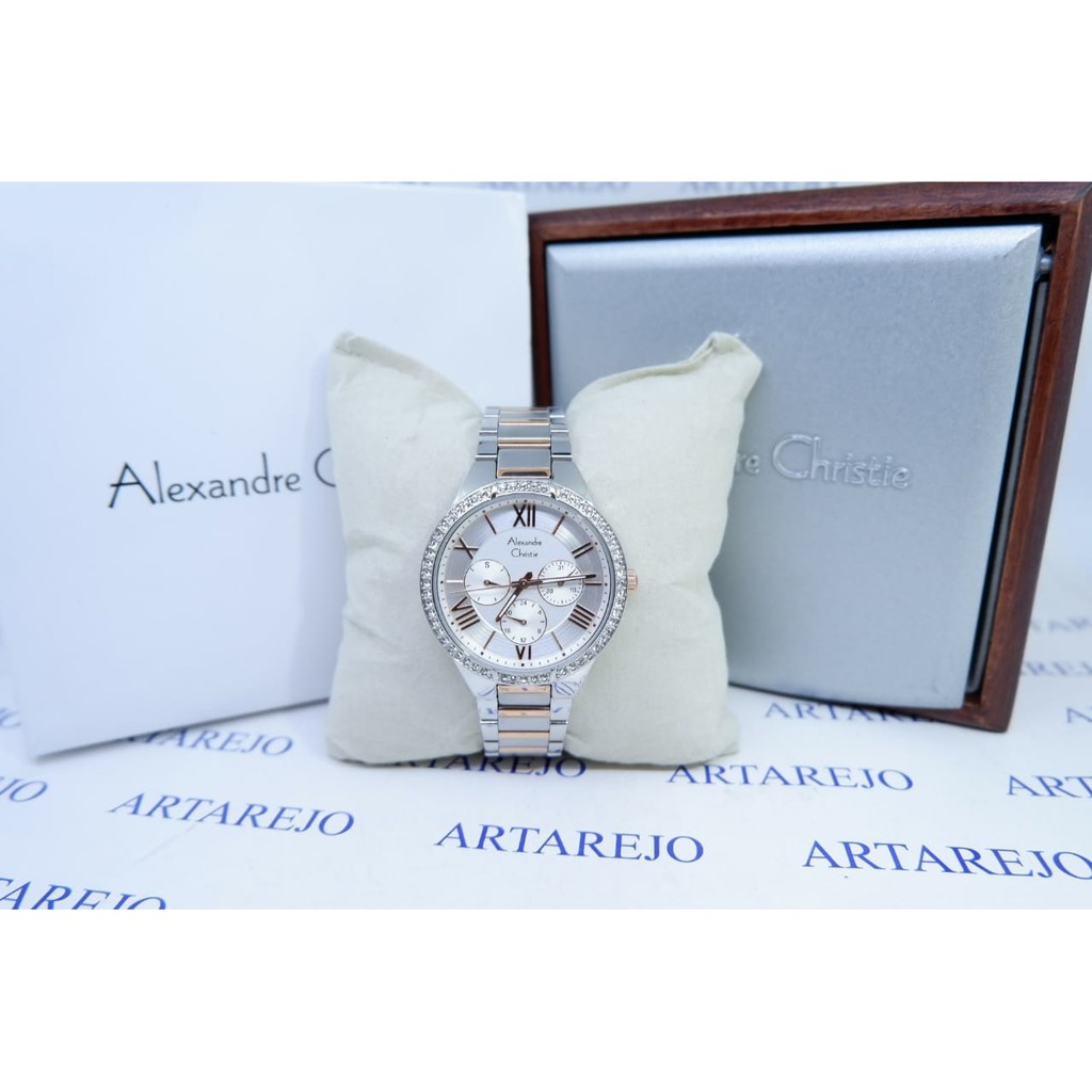 JAM TANGAN WANITA ALEXANDRE CHRISTIE AC 2718 SILVER ROSEGOLD ORIGINAL