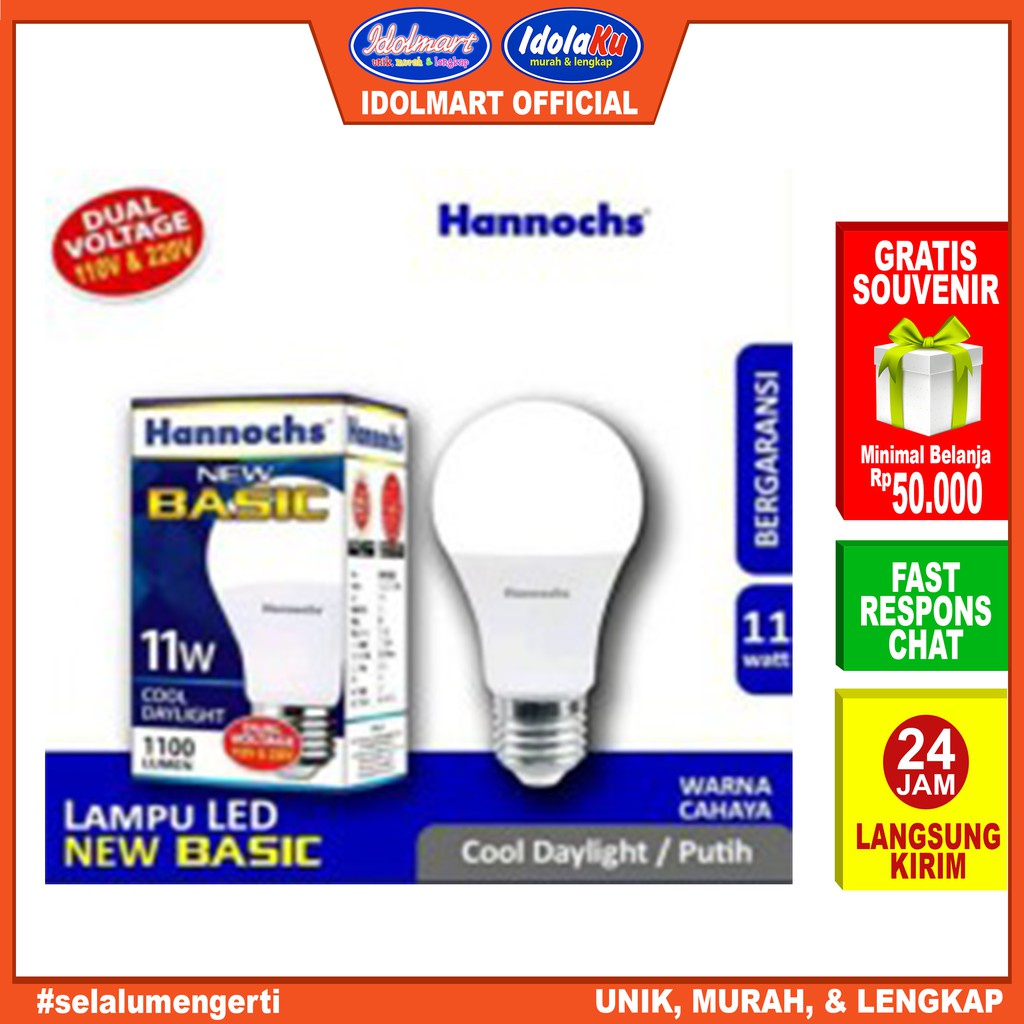 IDOLAKU Hannochs New Basic Lampu LED 11 Watt/Cahaya putih