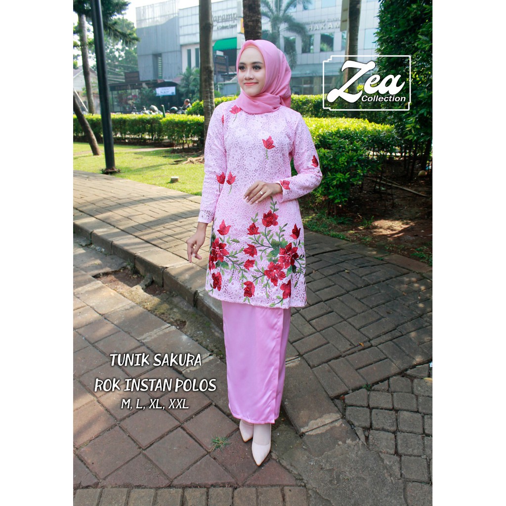 set kebaya brukat tunik sakura berkualitas