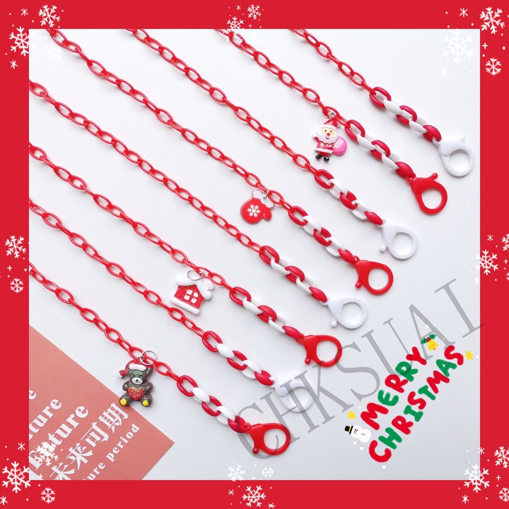 New Creative Cartoon Christmas Acrylic Lanyard Necklace Glasses Chain Headphone Chain Mask Chain