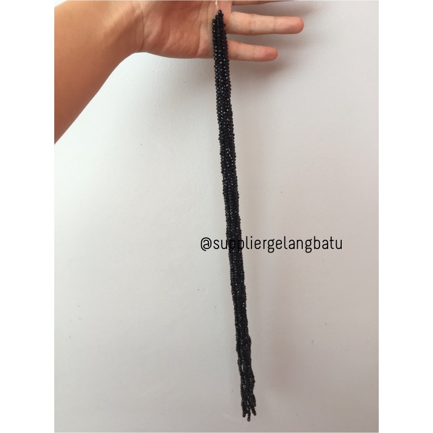 Crystal Ceko Doft 4mm hitam bahan aksesoris beads manik donat rondel kristal manik perhiasan emas