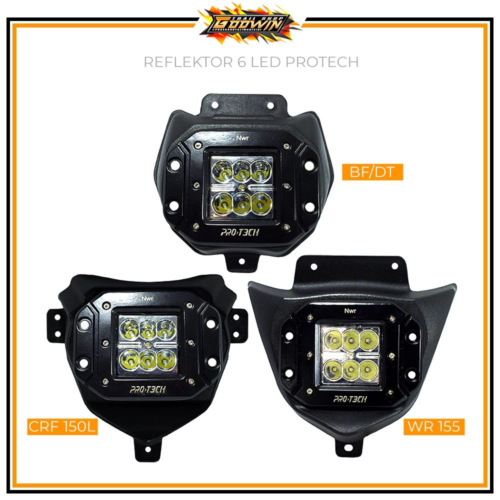 Reflektor Headlamp Lampu Depan Fiber 12 LED / 6 LED Protech / 13 LED SRX CRF150L CRF/KLX BIGFOOT/DTRACKER/WR155 Assy Hitam