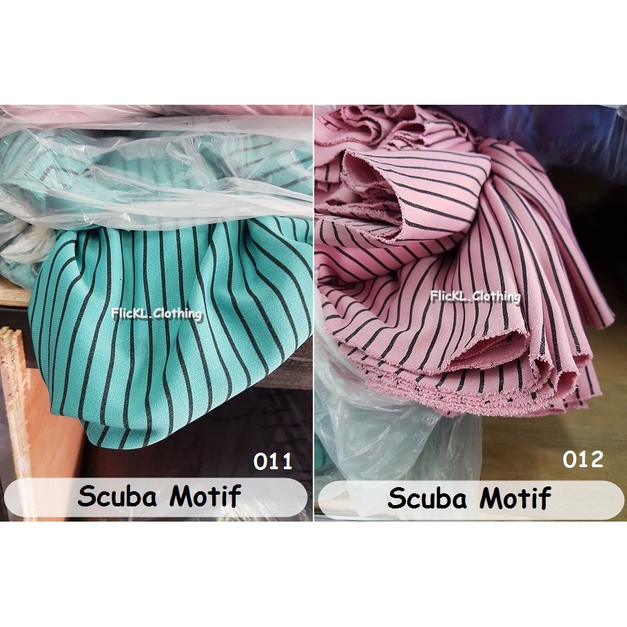 Bahan Kain Scuba Salur Motif Corak