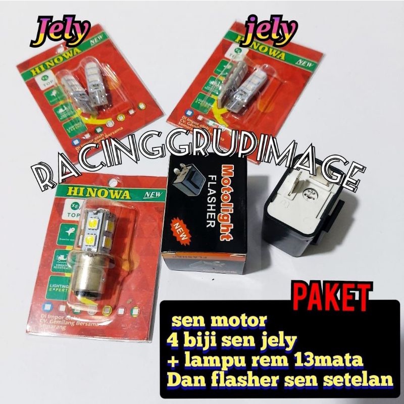 [ PAKET ] Lampu Stop Rem Belakang 13 mata + 4 PCS Sen Jelly Kedip BISA UNTUK SEMUA JENIS MOTOR plus flasher setelan