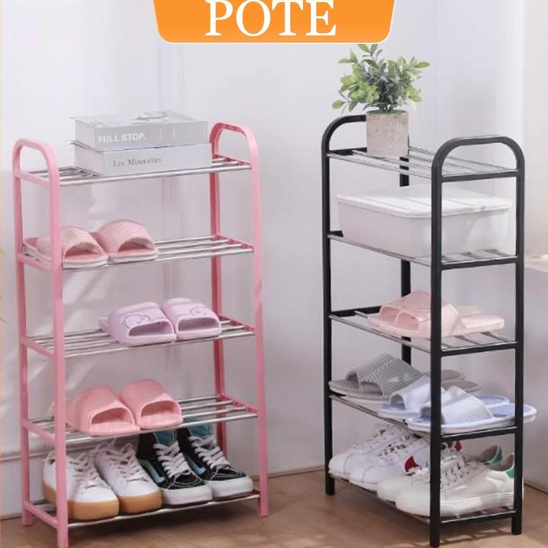 POTE RAK SEPATU 4/5 SUSUN RAK SANDAL SERBAGUNA BAHAN PLASTIK STEEL TUBE SHOE RACK TERLARISS...,,,,,