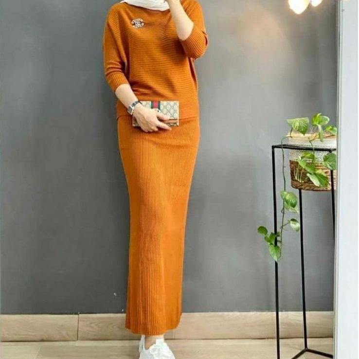 Keren abis.. One Set |Stelan Rajut Wanita /BATWING + ROK RAJUT SPAN /Atasan Dan Bawahan Rajut Wanita