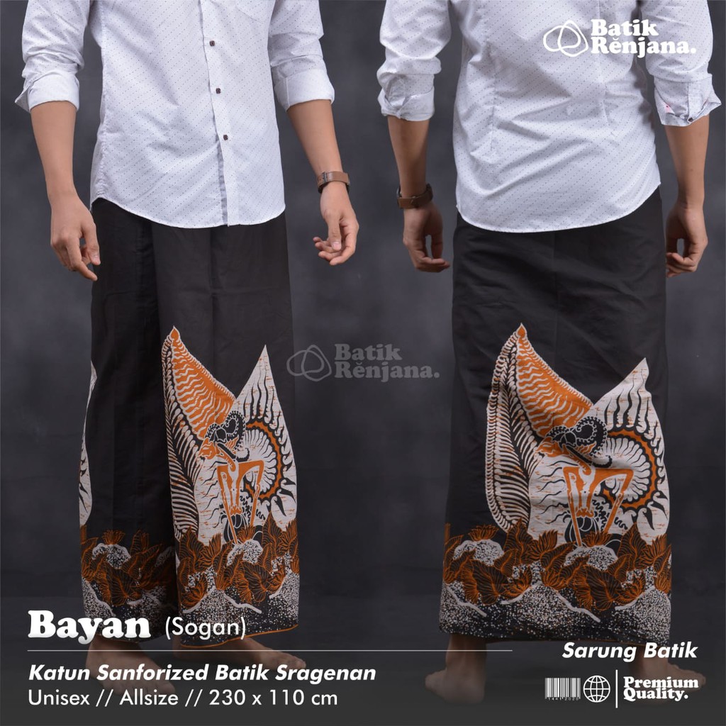 BAYAN SOGAN Sarung Batik Pria Cowok Dewasa Premium Motif Batik Lebaran Asli Solo ALL Size RENJANA