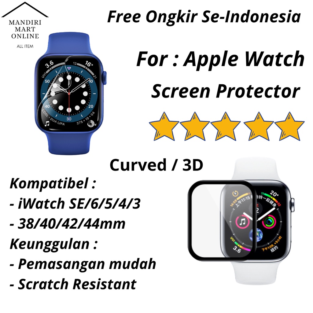 Anti Gores Apple Watch 7 2D / 3D Screen Protector iWatch 3/4/5/6/SE/7 Smartwatch Screen Guard
