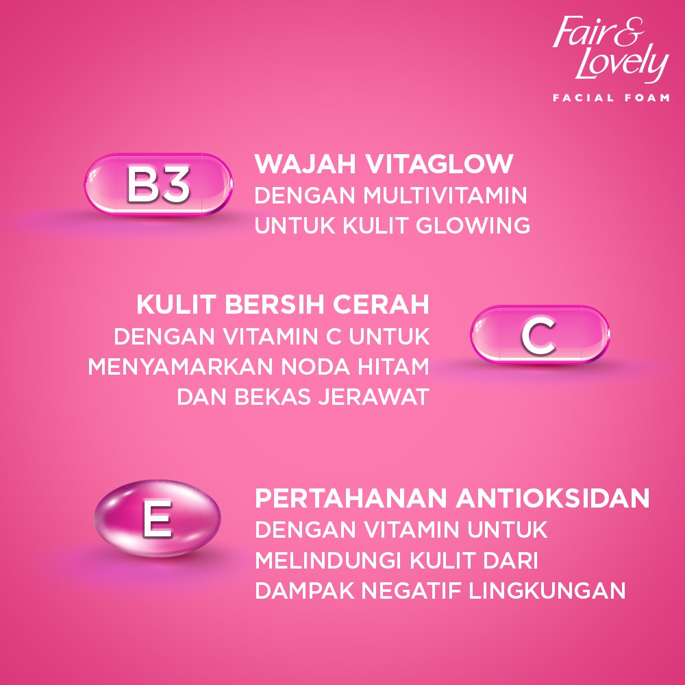 Glow &amp; Lovely Brightening Facial Foam dengan Multivitamin 1x50G