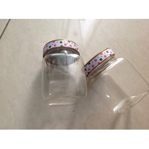 Toples jar plastik 210ml selai jelly biskuit nastar dengan hiasan pita murah bagus unik kue kering
