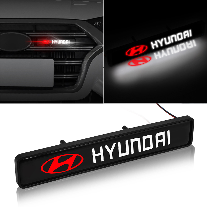 DEPAN Stiker Emblem / Badge Dengan Lampu Led Untuk Hyundai Ioniq Hybrid Elantra Tucson Reina Santa Fe Kona Accent Ix35