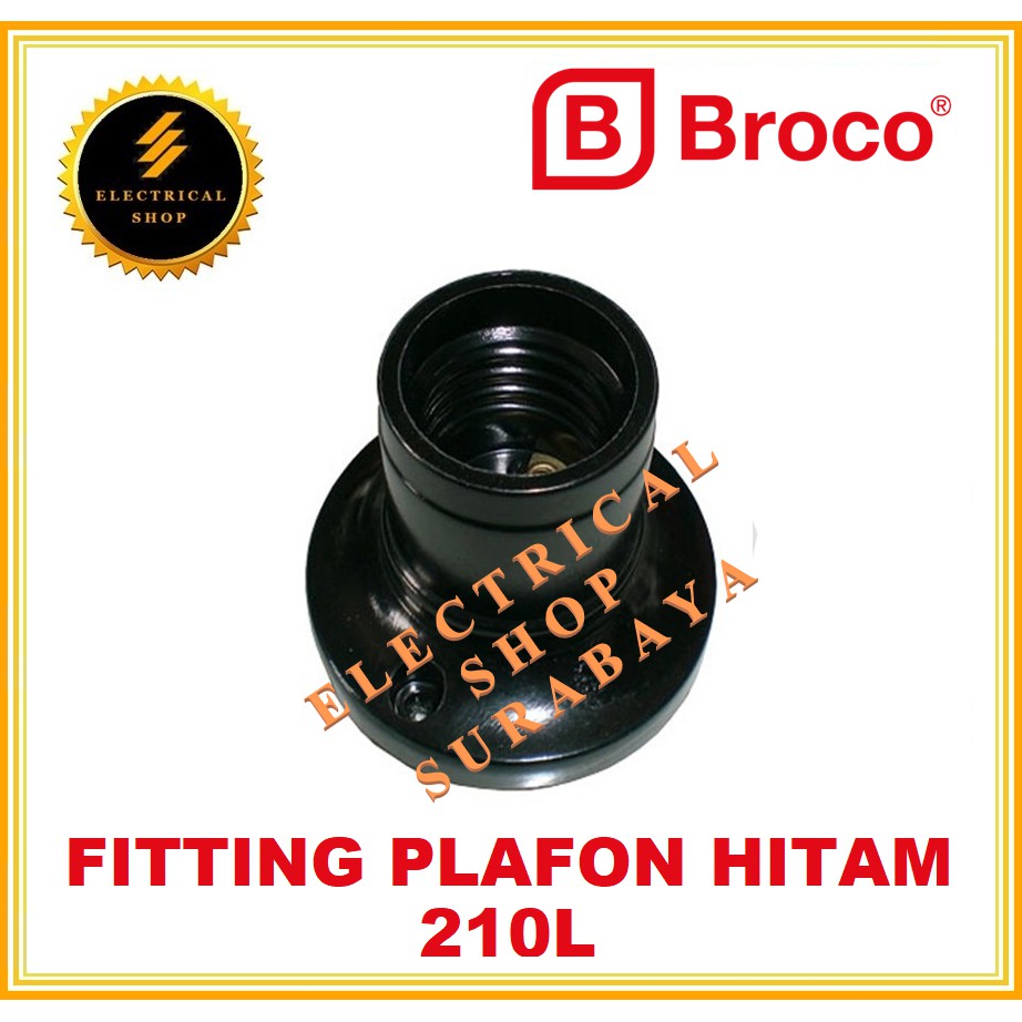 BROCO FITTING PLAFON BULAT HITAM 210L (TERSEDIA HARGA GROSIR) CEILING LAMP HOLDER