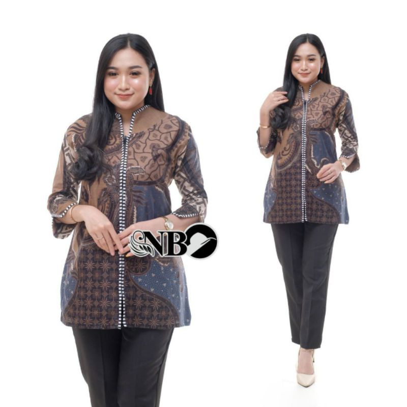 tey-17 Batik wanita ASJ SA HRB026 Kenongo Kemeja Tosca Pendek