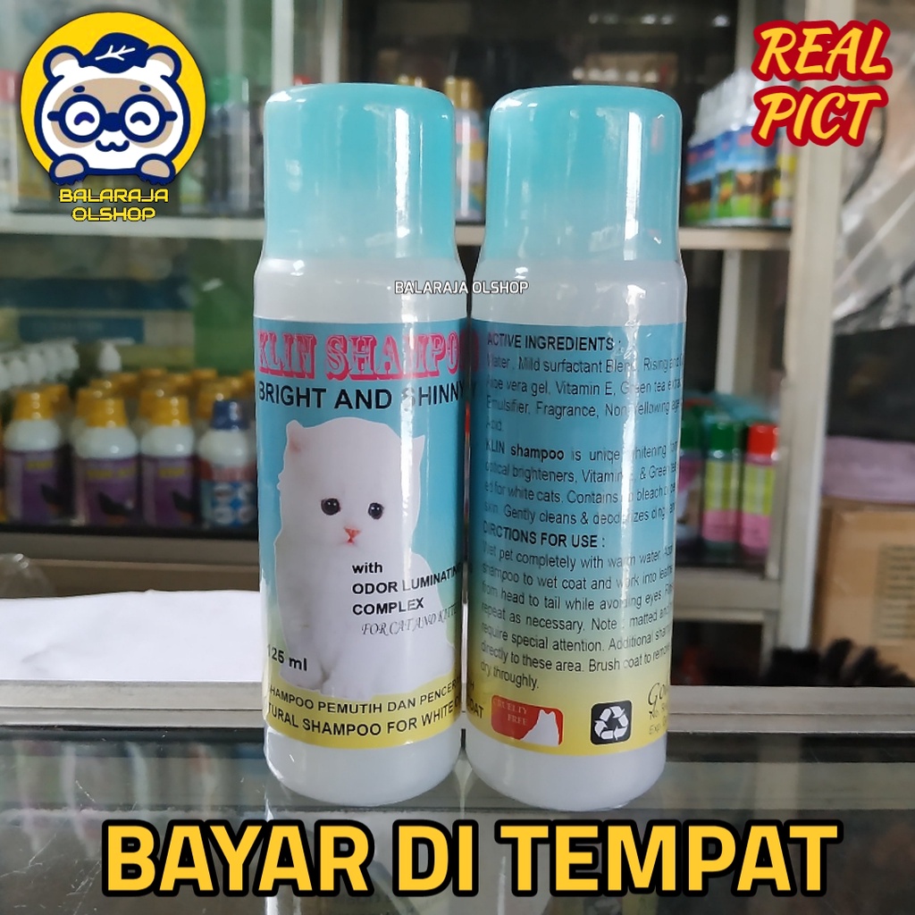 Shampoo kucing dan kitten Shampo pemutih dan pencerah bulu KLIN SHAMPOO