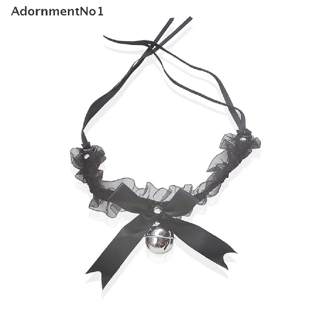 (AdornmentNo1) Kalung Choker Lace Sexy Aksen Pita + Lonceng Untuk Perhiasan Wanita