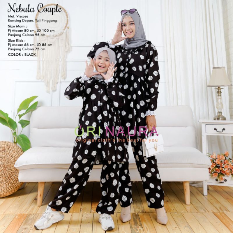 Realpict Setelan Couple Ibu Anak ori Naura #nebula #yustia #sofly #dottana #blackred #qilla #erena