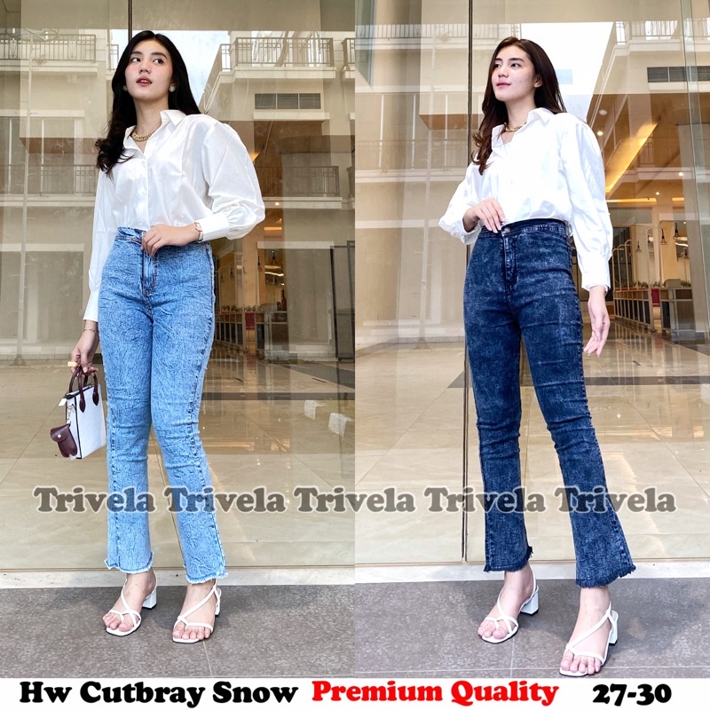 HIGHWAIST JEANS CUTBRAY SNOW RAWIS / CELANA JEANS WANITA CUTBRAY