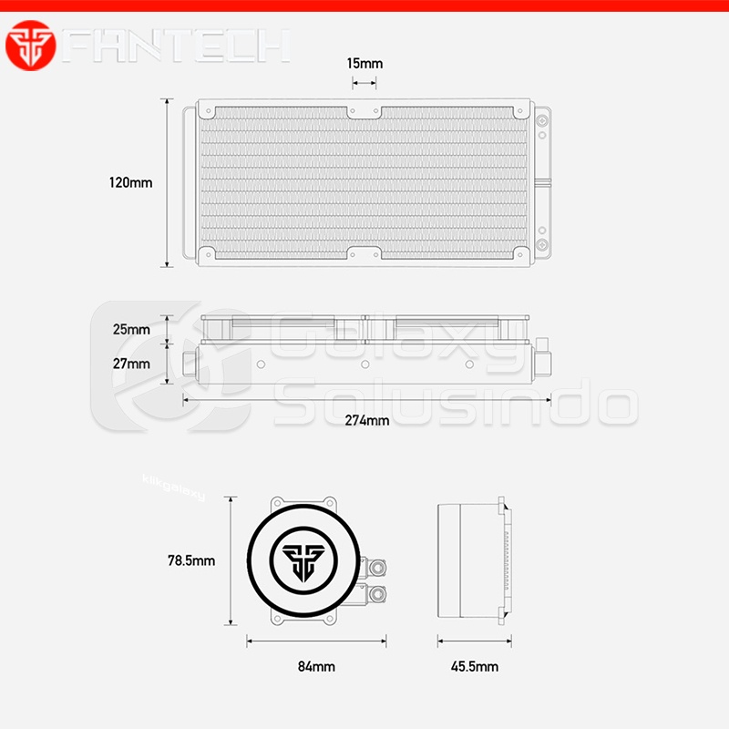 Fantech POLAR LC240 Black ARGB AIO CPU Liquid Cooler