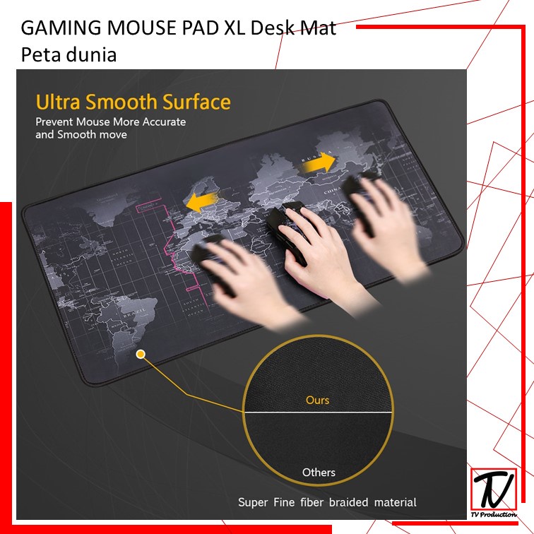 MURAH Professional Gaming Mouse Pad XL Desk Mat Peta Dunia Semua Ukuran - COD