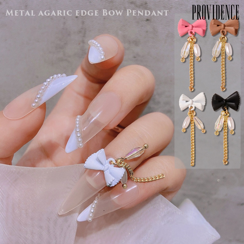 Providence 3pcs / Set Ornamen Rantai Pita 3d Anti Pudar Aksesoris Nail Art / Manicure Wanita