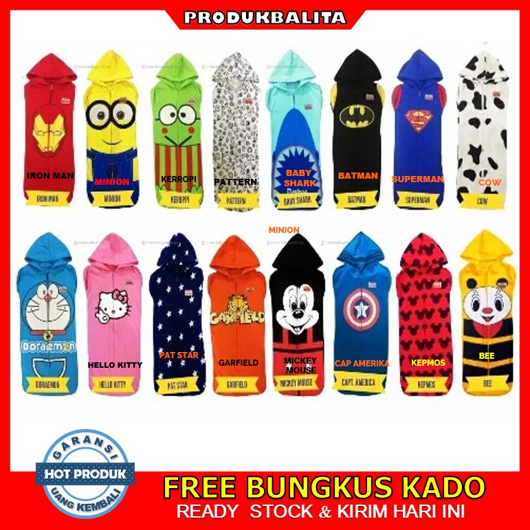 Bedong Bayi Instan Baby Swaddle Me Katun Karakter Cimo