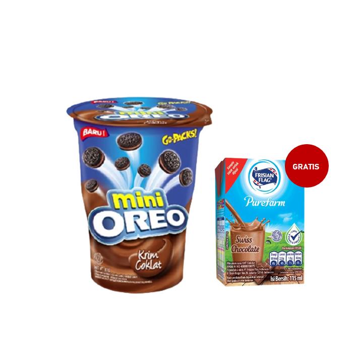 Oreo Mini Biskuit Krim Cokelat 61.3 gr Free Susu Frisian Flag