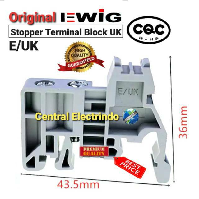 Stopper Terminal Block Din Rail EWIG Type E/UK.