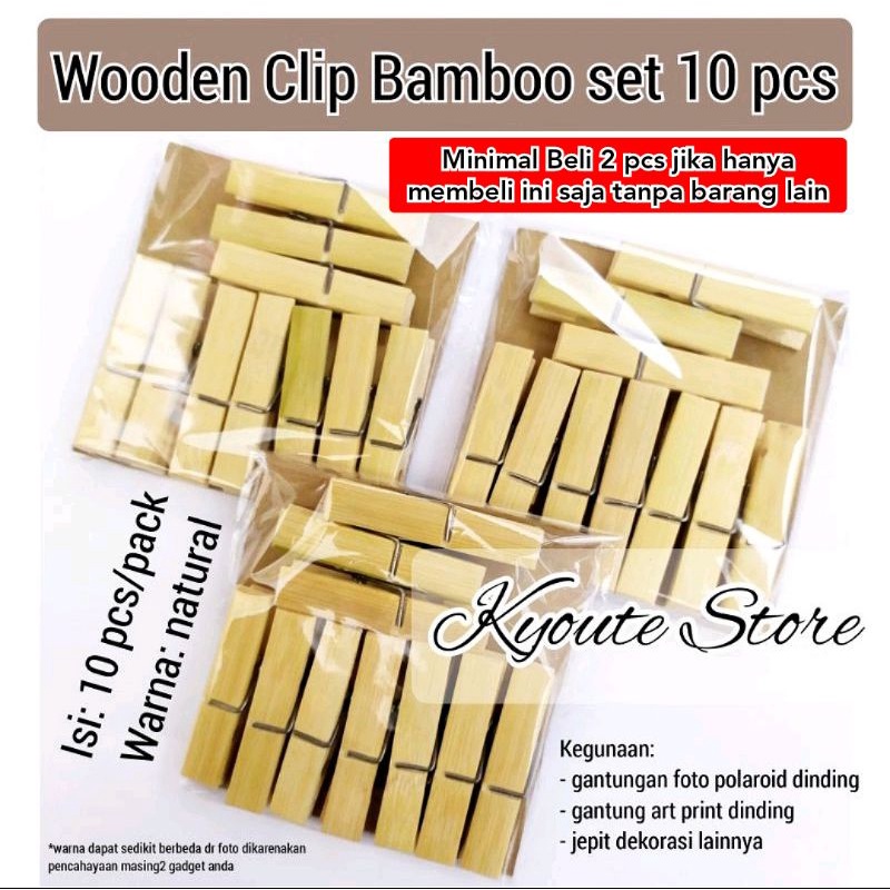 

Wooden Clip Set 10 pcs Polaroid Art Print Gantungan Photo Foto Dinding Aesthetic Natural