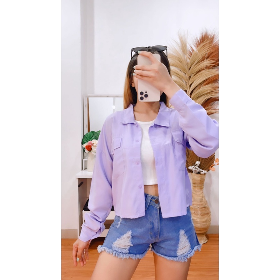 BEFAST - ZRX OOTD Wanita Kemeja KELSIE / KEMEJA POCKET HYENA / Atasan Kemeja Modis / Kemeja Kekinian Remaja / Kem Lengan Panjang / Kemeja Polos Casual / Fashion Wanita Kerja / OOTD Ala Korean Style