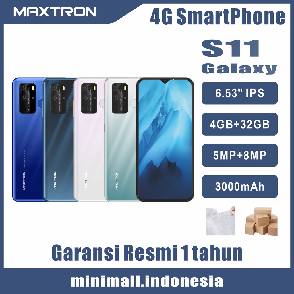 SmartPhone Android 4G HP Maxtron S11 Galaxy 6.53“ RAM 4GB/32GB Garansi Resmi 1 Tahun