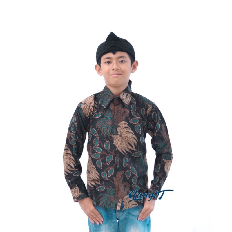 Baju batik anak laki-laki lengan panjang bisa buat sekolah hari batik size M L XL XXL