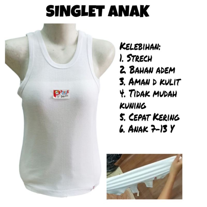 6 pcs Singlet anak unisex putih polos strech kaos singlet anak polos unisex pakaian dalam anak