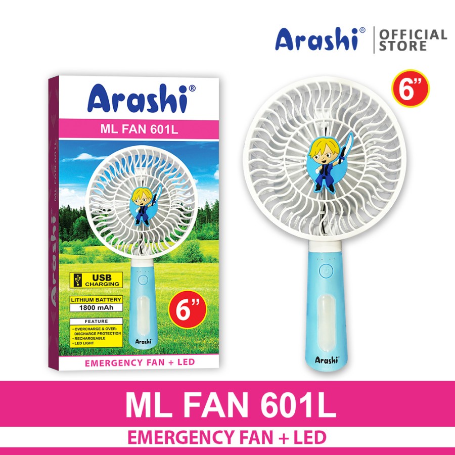 Kipas Angin Mini 3 Kecepeatan / Handheld Portable - Arashi ML Fan 601L