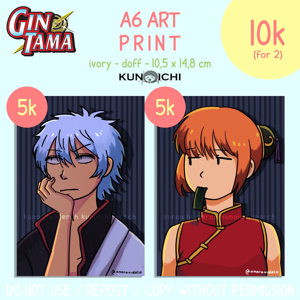 GINTAMA Art Print A6 Gintoki Kagura Fanart