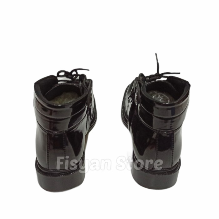 Sepatu PDH Tali dan Sleting Hitam Mengkilap AS 094