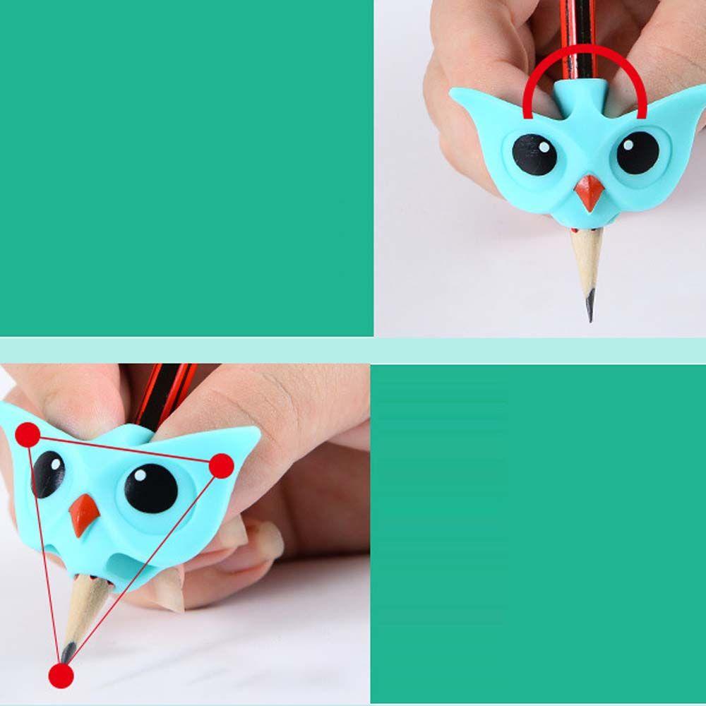 Lanfy Owl Pen Grips Lucu 3Pcs/lot Silikon Belajar Tulisan Tangan Pensil Praktek Alat Tulis Hold Pen Handwriting Aid Guide