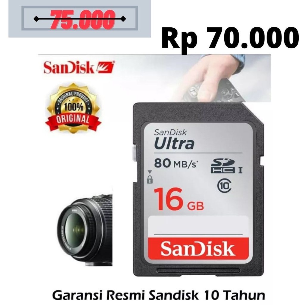 Memori Kamera SanDisk Ultra SDHC 16GB Memory Camera SD card 16 GB Memori Kamera Garansi Resmi Barang Original