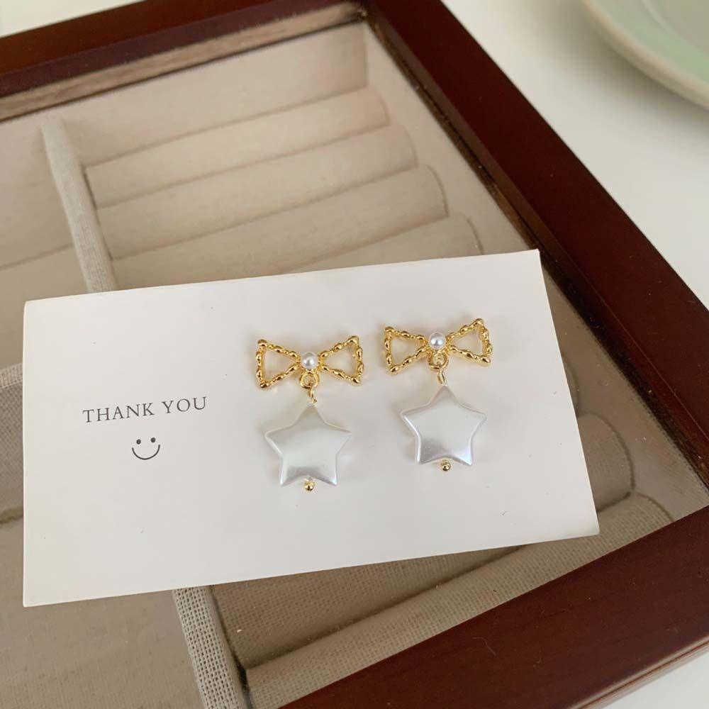 Mxbeauty Anting Tusuk Mutiara Geometris Manis Wanita Kartun Alloy Gadis Gaya Korea Earrings