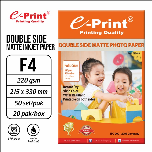 

e-Print Double Side Matte Inkjet Paper Folio 220gsm