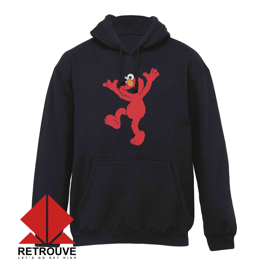 Jaket Sweater Hoodie Elmo - Hitam