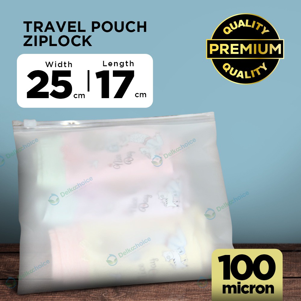 Travel Pouch Organizer Zip Premium |Zipper Storage Bag Satuan 25x17