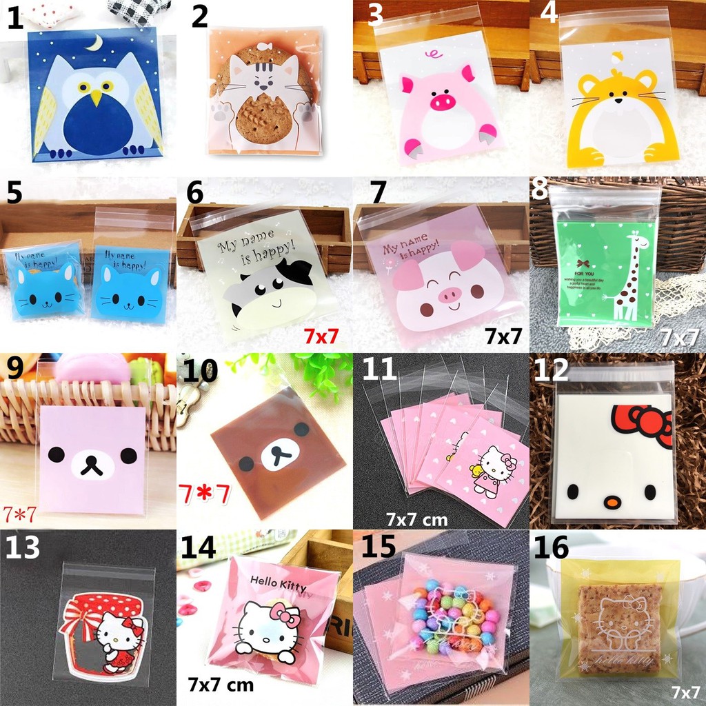 Supplier Grosir Plastik Kue Cookies Bag Fancy Kantong Permen OPP Terlengkap Termurah 7x7 + 3cm