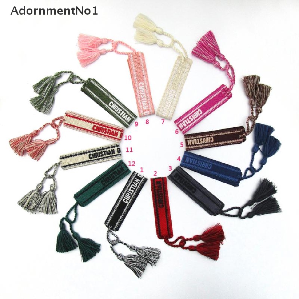 (AdornmentNo1) Gelang Tangan Tali Adjust Gaya Bohemia Motif Bordir Aksen Rumbai Handmade Untuk Wanita