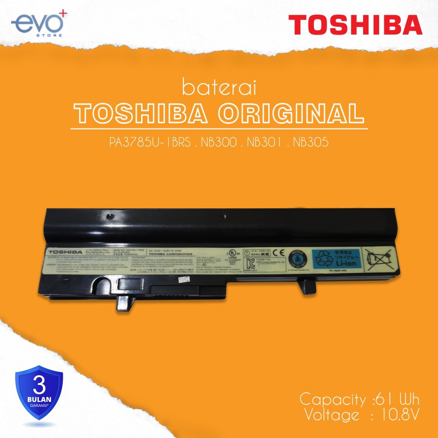BATERAI TOSHIBA NB300 NB305 PA3785 ORIGINAL