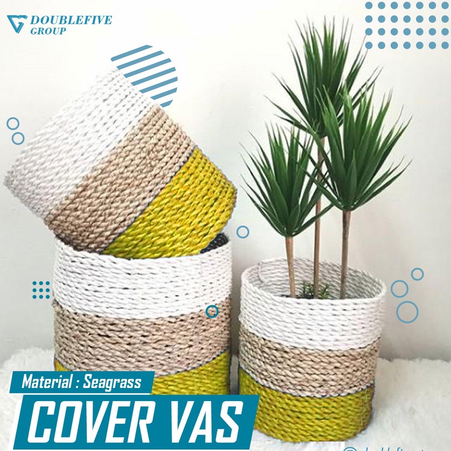 Cover Pot Anyaman isi 3. Seagrass Basket, Hiasan Keranjang Anyam